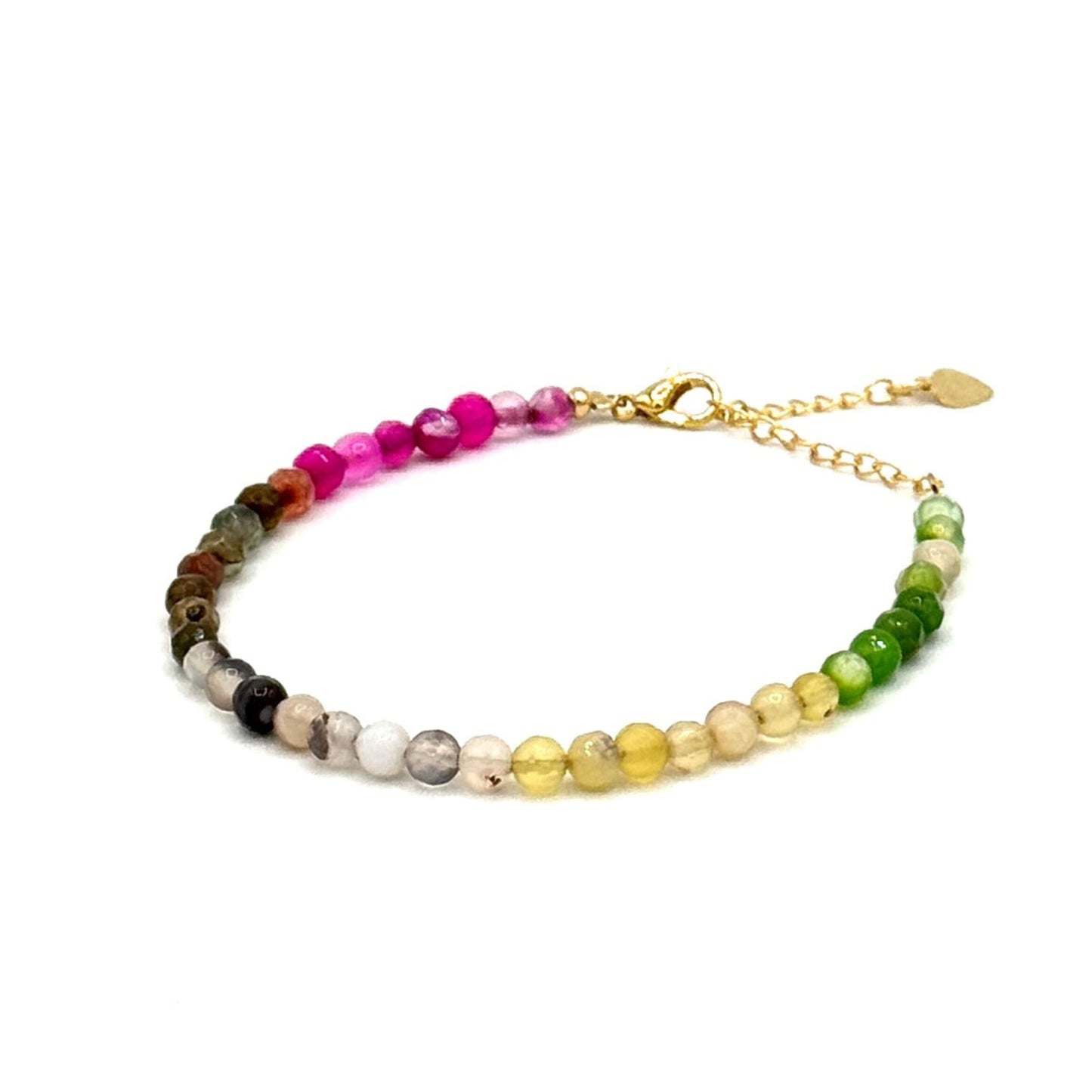 Colorful Agate Beaded Bracelet – Adjustable Chain