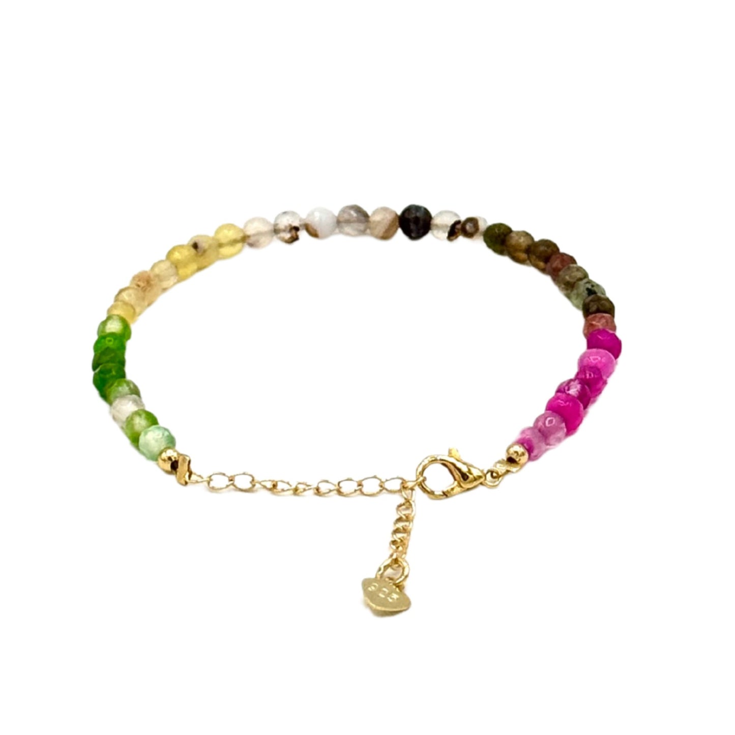 Colorful Agate Beaded Bracelet – Adjustable Chain