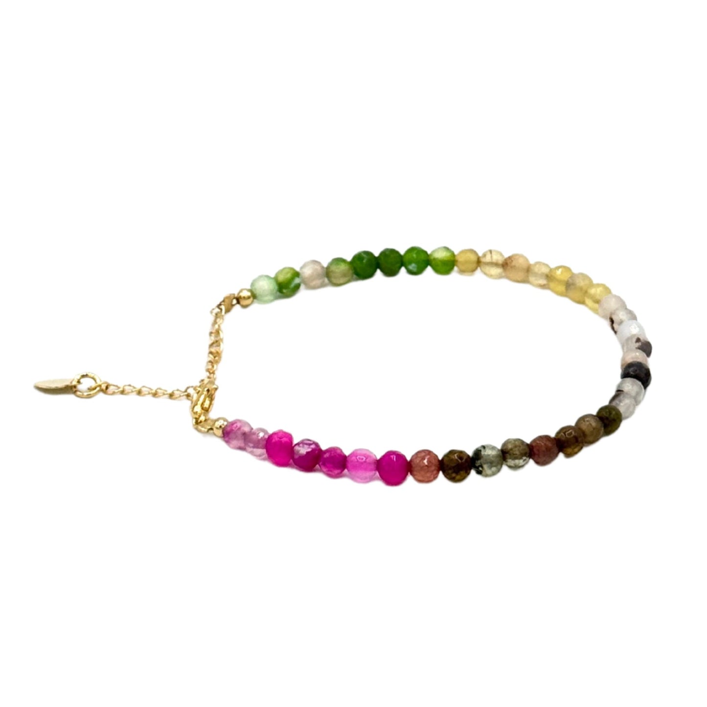 Colorful Agate Beaded Bracelet – Adjustable Chain