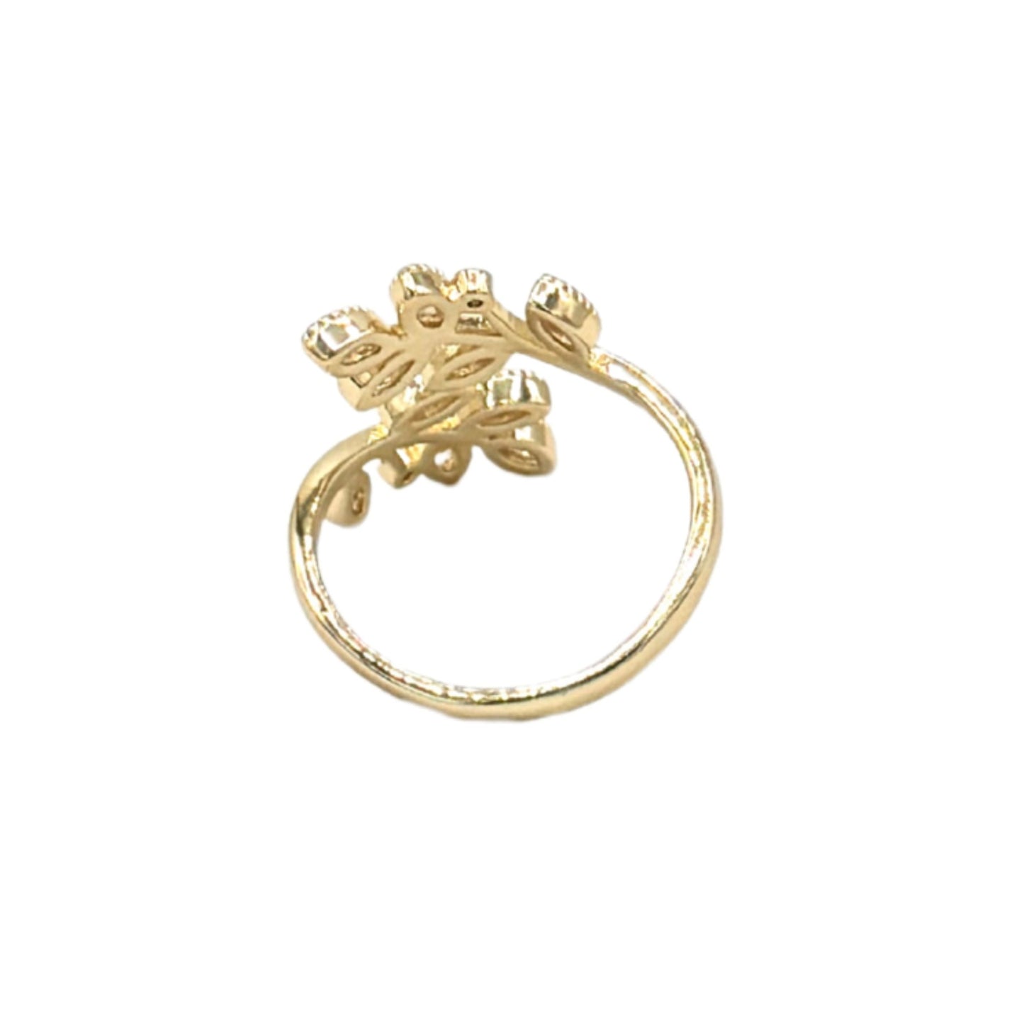 Gold-Plated Leaf Ring with Gemstones