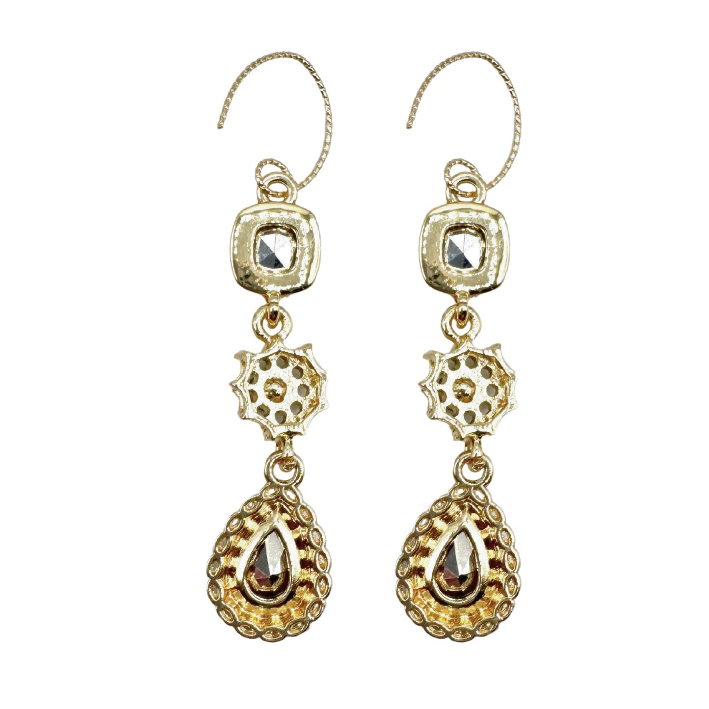 Retro Green Zircon Drop Earrings