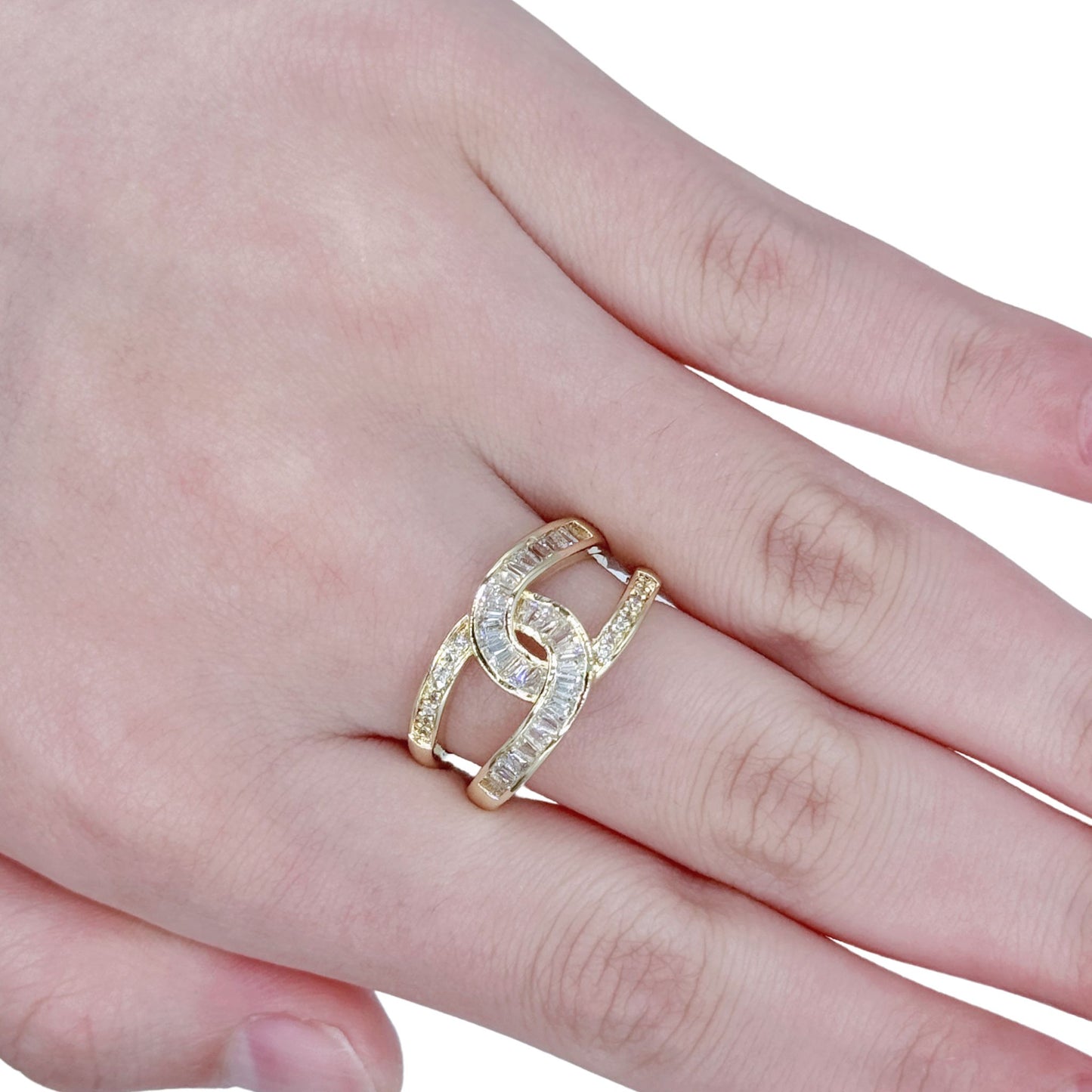 Gold Plated Adjustable Cross Ring with Gemstones