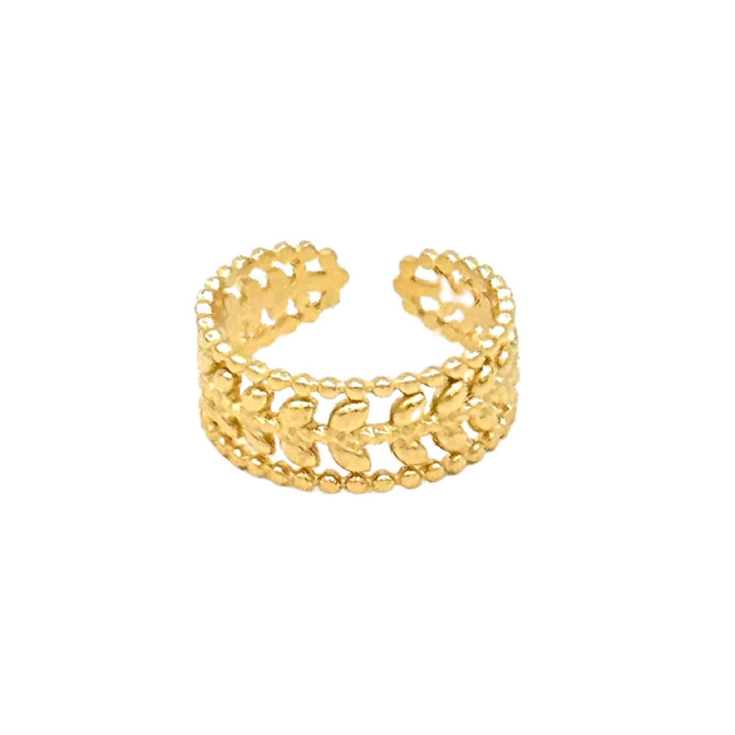 Gold Plated Leaf Pattern Ring