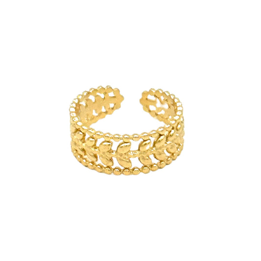 Gold Plated Leaf Pattern Ring