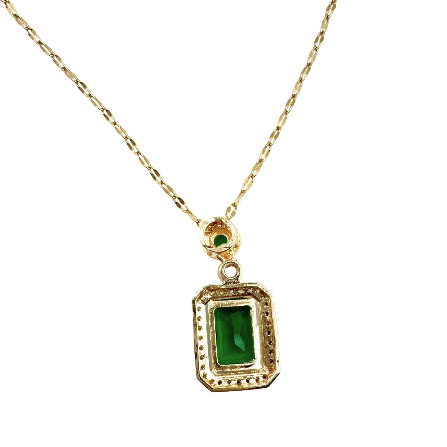 Gold-Plated Green Gemstone Pendant Necklace