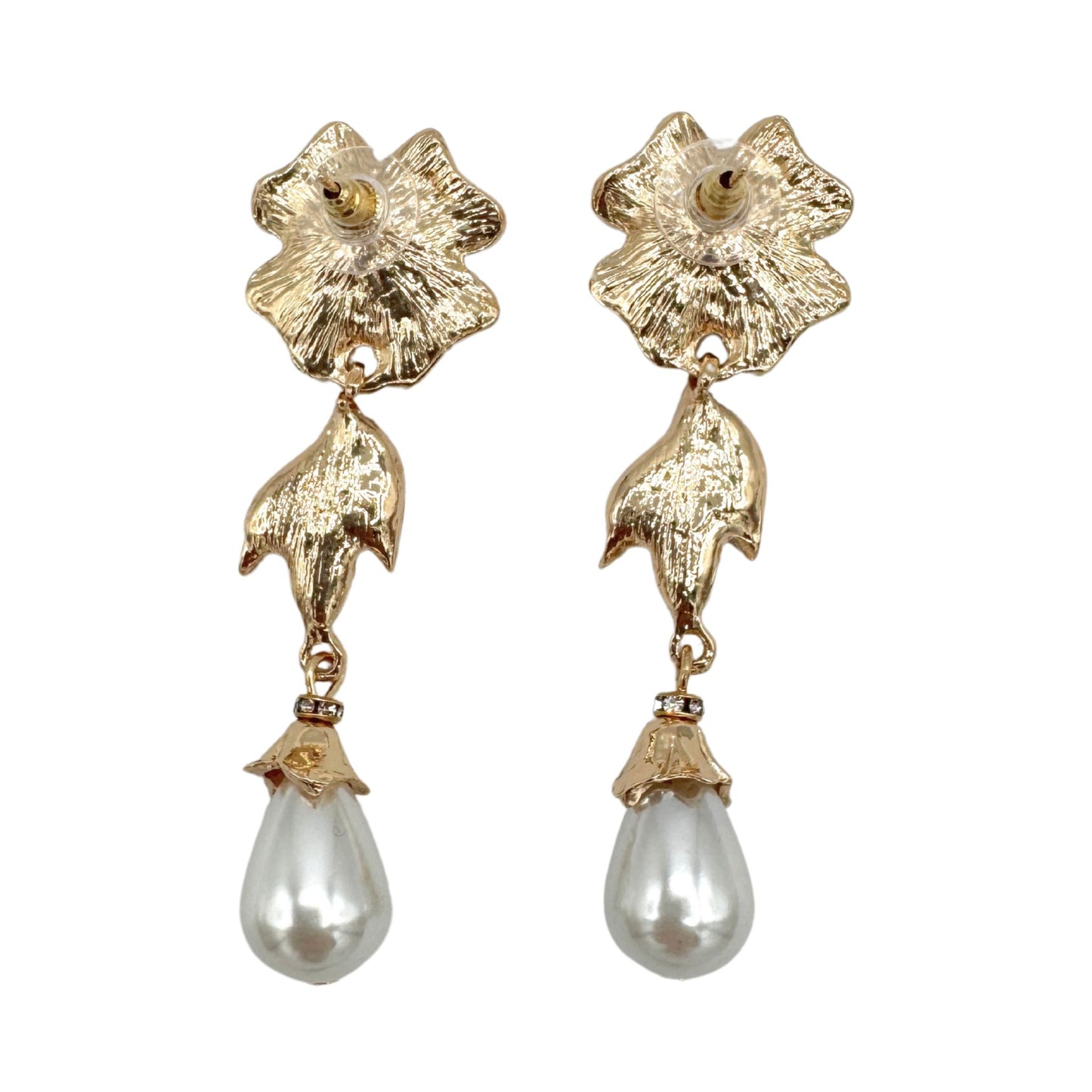 Elegant Green Zircon & Pearl Drop Earrings