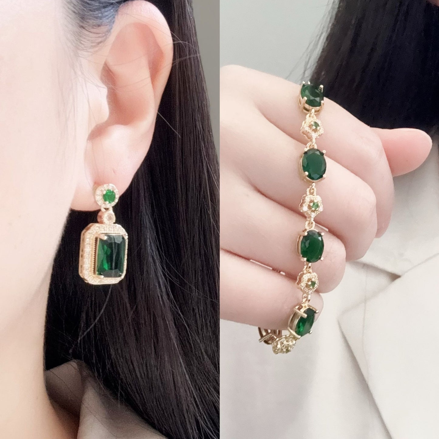 Gold Plated Emerald Zircon Bracelet