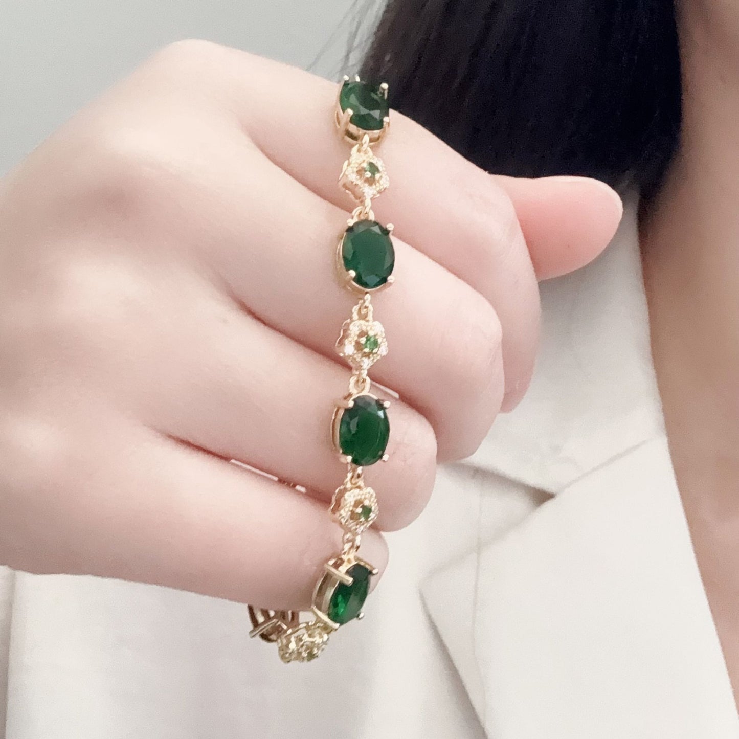Gold Plated Emerald Zircon Bracelet