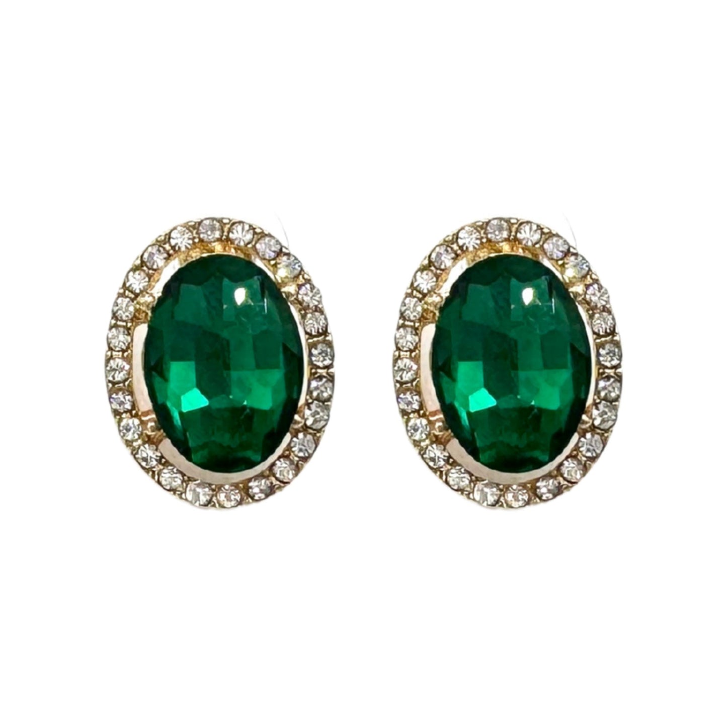 Emerald Zircon Copper Earrings with Silver Needle
