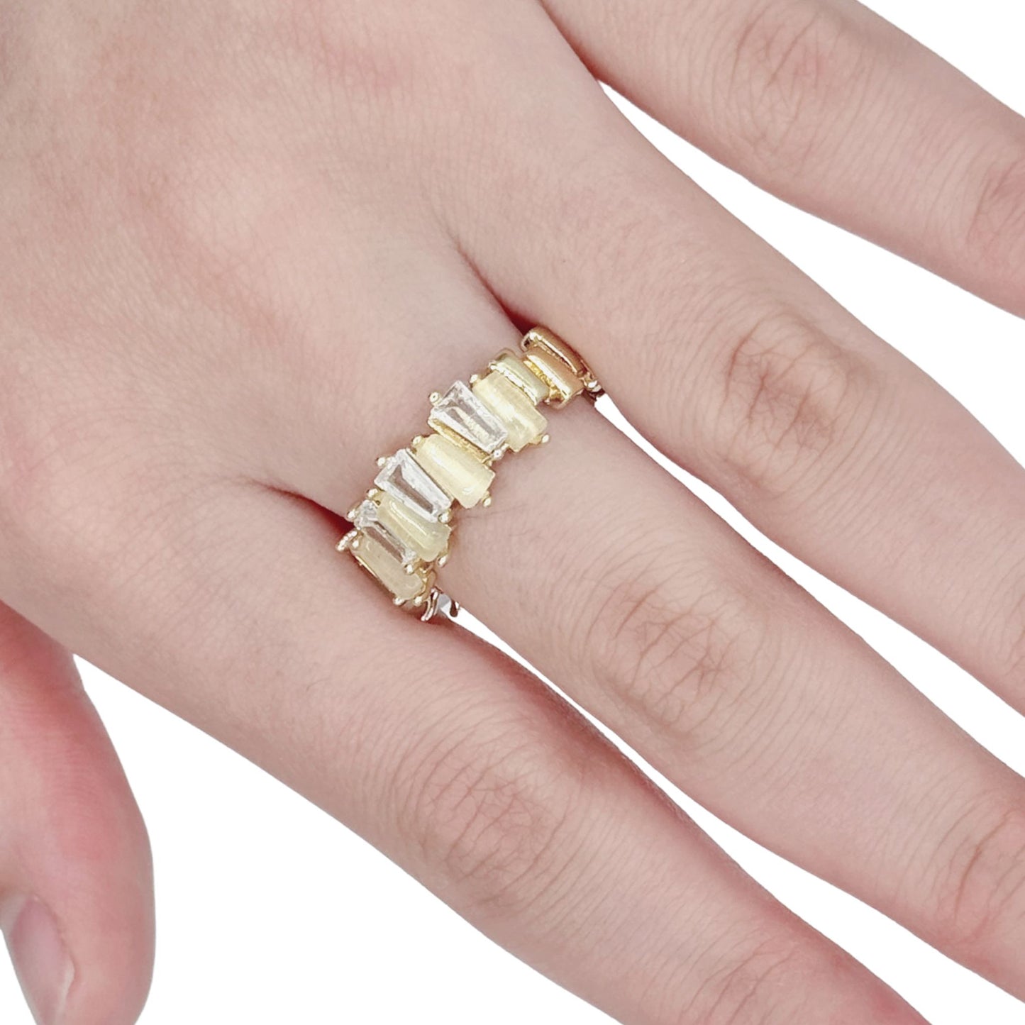 Gold Plated Gemstone Adjustable Ring