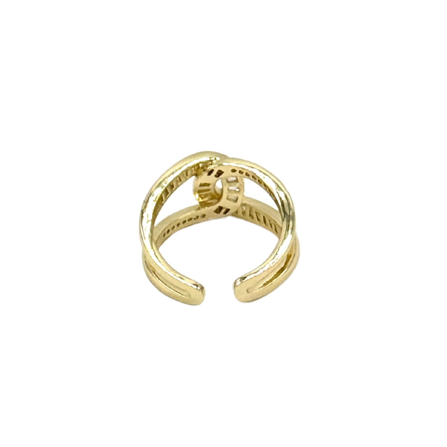 Gold Plated Adjustable Cross Ring with Gemstones